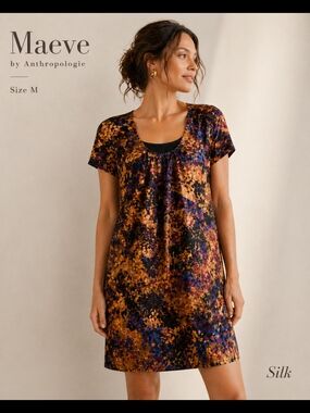 Maeve by Anthropologie Women’s Silk Floral Shift Dress Multicolor Size M